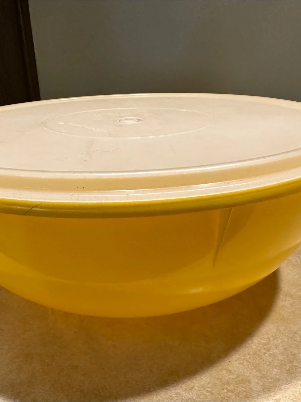 Tupperware Bright Yellow Bowl with Cream Snap-On Lid